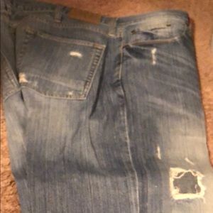 Mossimo 38/32 distressed jeans bootcut light worn